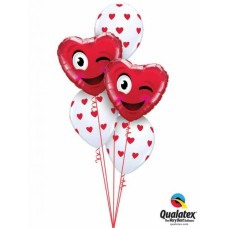 Bukiet 792 â€žSmiley Wink Heartâ€ Red & White Qualatex #78549-2 76928-3